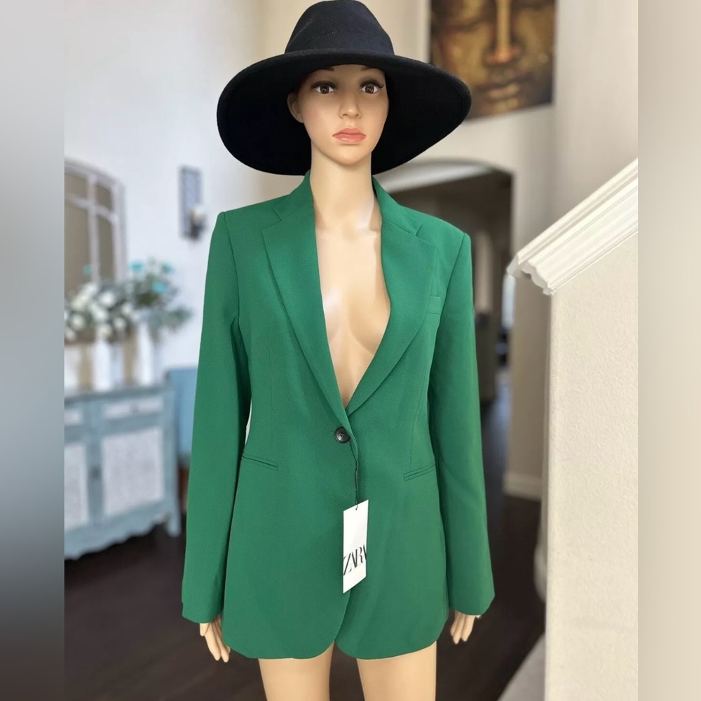 ZARA - BLOGGER FAVE- green tailored blazer jacket